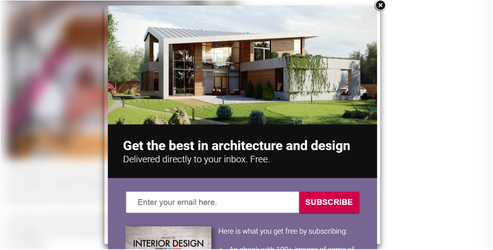 Website screenshot of modern home with title "get the best in architecture and design"