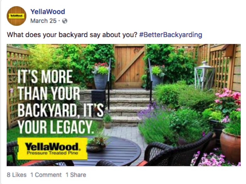 Facebook post "its more than your backyard. its your legacy"
