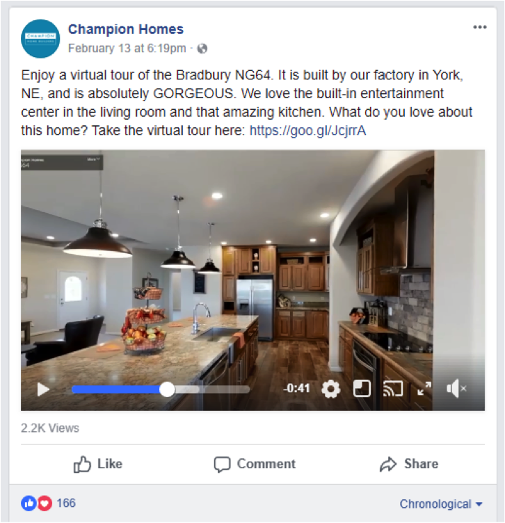 Facebook post of interior of house.